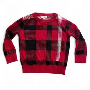 Cat and Jack Toddler Boys Size 3T Buffalo Plaid Sweater in Red Black and White